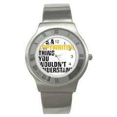 07 Copywriting Thing Copy Stainless Steel Watch by flamingarts