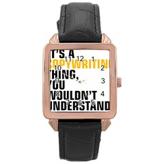 07 Copywriting Thing Copy Rose Gold Leather Watch  by flamingarts