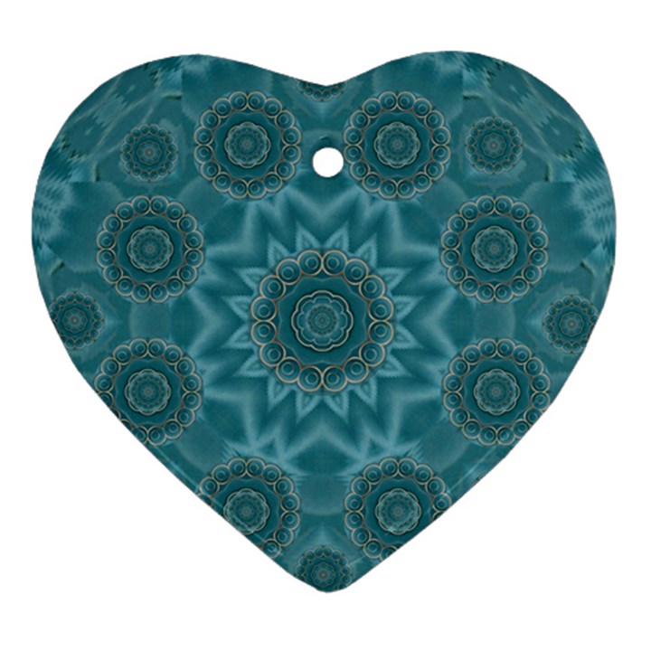 Wood And Stars In The Blue Pop Art Ornament (Heart)