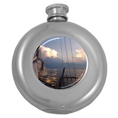 Sailing Into The Storm Round Hip Flask (5 Oz) by oddzodd