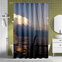 Sailing Into The Storm Shower Curtain 48  X 72  (small)  by oddzodd