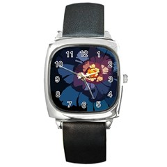 Flower Square Metal Watch by oddzodd