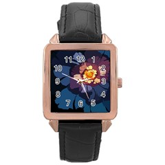 Flower Rose Gold Leather Watch  by oddzodd