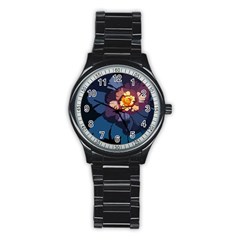 Flower Stainless Steel Round Watch by oddzodd