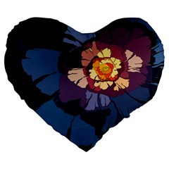 Flower Large 19  Premium Flano Heart Shape Cushions by oddzodd