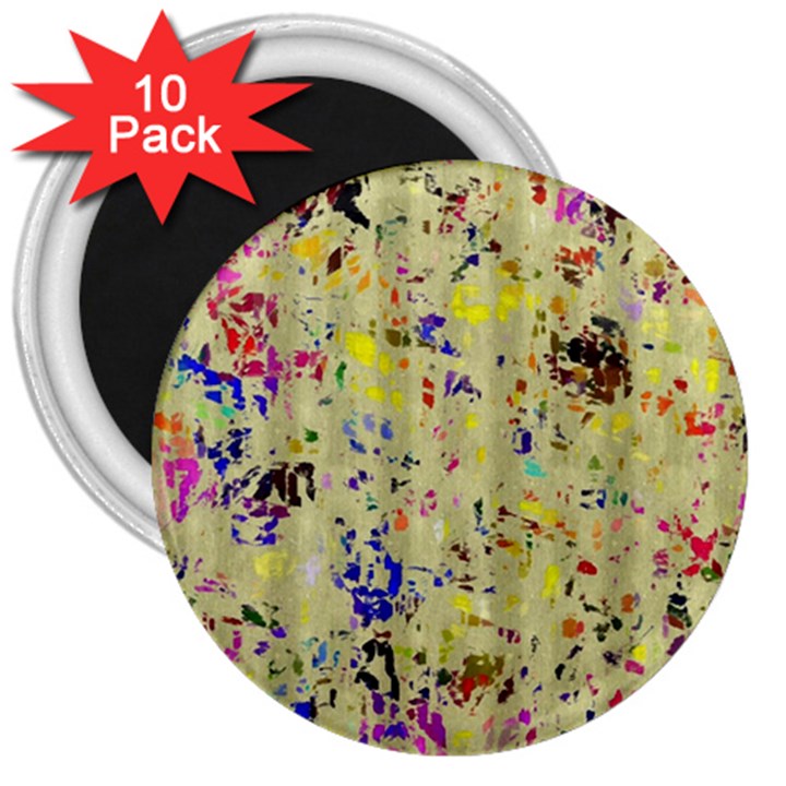 Paint strokes on a wood background                    3  Magnet (10 pack)