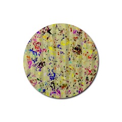 Paint Strokes On A Wood Background                    Rubber Coaster (round) by LalyLauraFLM