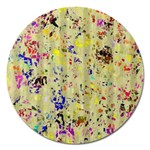 Paint strokes on a wood background                    Magnet 5  (Round) Front