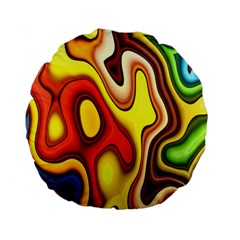 Colorful 3d Shapes               Standard 15  Premium Flano Round Cushion by LalyLauraFLM