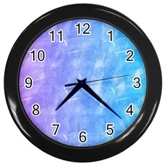 Blue purple watercolors                     Wall Clock (Black)