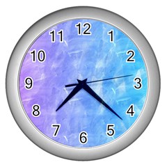 Blue purple watercolors                     Wall Clock (Silver)