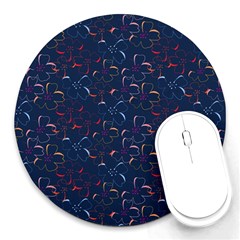 Colorful Floral Patterns Round Mousepads by berwies