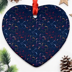 colorful floral patterns Ornament (Heart)