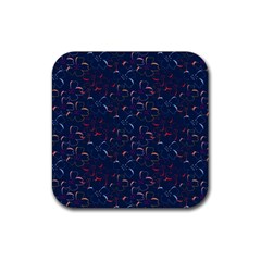 Colorful Floral Patterns Rubber Coaster (square) 