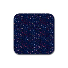 colorful floral patterns Rubber Square Coaster (4 pack) 