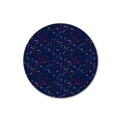 colorful floral patterns Rubber Round Coaster (4 pack) 