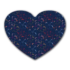 Colorful Floral Patterns Heart Mousepads by berwies