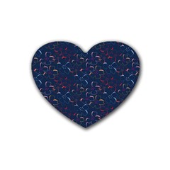 colorful floral patterns Rubber Coaster (Heart) 