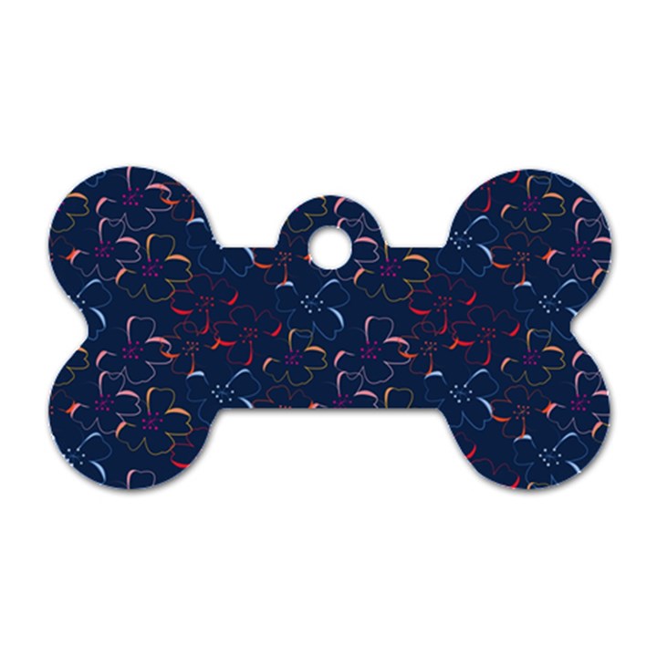 colorful floral patterns Dog Tag Bone (One Side)