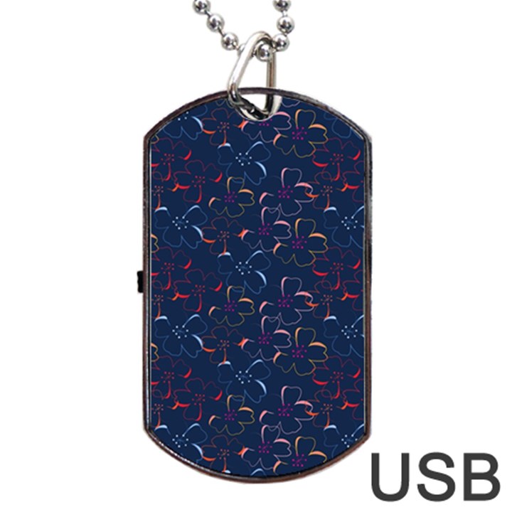 colorful floral patterns Dog Tag USB Flash (Two Sides)