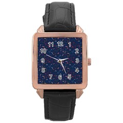 colorful floral patterns Rose Gold Leather Watch 