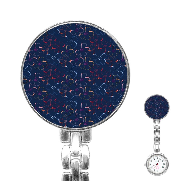 colorful floral patterns Stainless Steel Nurses Watch