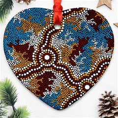 Aboriginal Art – Wetland Dreaming Ornament (heart) by hogartharts