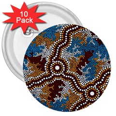 Aboriginal Art – Wetland Dreaming 3  Buttons (10 Pack)  by hogartharts