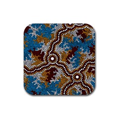 Aboriginal Art – Wetland Dreaming Rubber Coaster (square)  by hogartharts