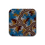 Aboriginal Art – Wetland Dreaming Rubber Coaster (Square)  Front