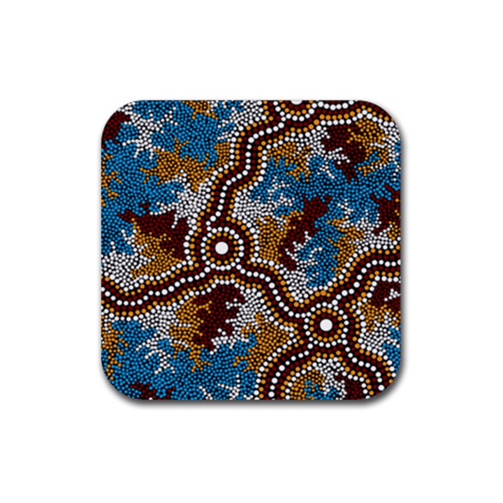 Aboriginal Art – Wetland Dreaming Rubber Coaster (Square) 