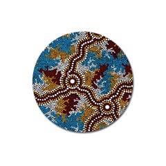 Aboriginal Art – Wetland Dreaming Magnet 3  (round) by hogartharts