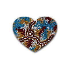 Aboriginal Art – Wetland Dreaming Rubber Coaster (heart)  by hogartharts