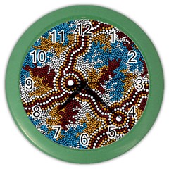 Aboriginal Art – Wetland Dreaming Color Wall Clocks by hogartharts