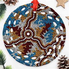 Aboriginal Art – Wetland Dreaming Round Filigree Ornament (two Sides)