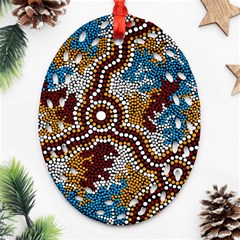 Aboriginal Art – Wetland Dreaming Oval Filigree Ornament (two Sides)