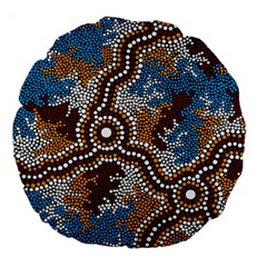 Aboriginal Art – Wetland Dreaming Large 18  Premium Round Cushions by hogartharts