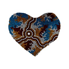 Aboriginal Art – Wetland Dreaming Standard 16  Premium Heart Shape Cushions by hogartharts