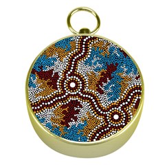 Aboriginal Art – Wetland Dreaming Gold Compasses by hogartharts