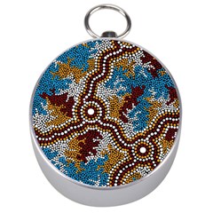 Aboriginal Art – Wetland Dreaming Silver Compasses by hogartharts