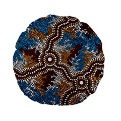 Aboriginal Art – Wetland Dreaming Standard 15  Premium Flano Round Cushions