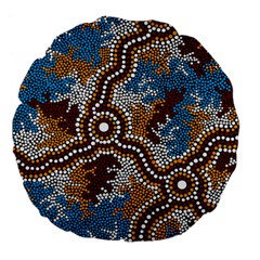 Aboriginal Art – Wetland Dreaming Large 18  Premium Flano Round Cushions