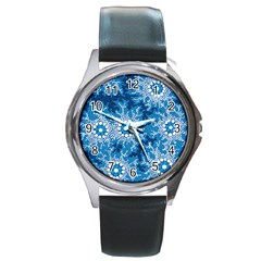 Aboriginal Art – Bushland Dreaming Round Metal Watch by hogartharts