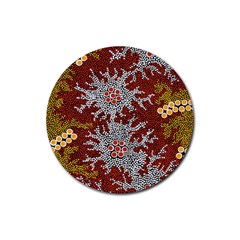 Aboriginal Art – Riverside Dreaming Rubber Coaster (round)  by hogartharts