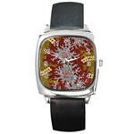 Aboriginal Art – Riverside Dreaming Square Metal Watch Front