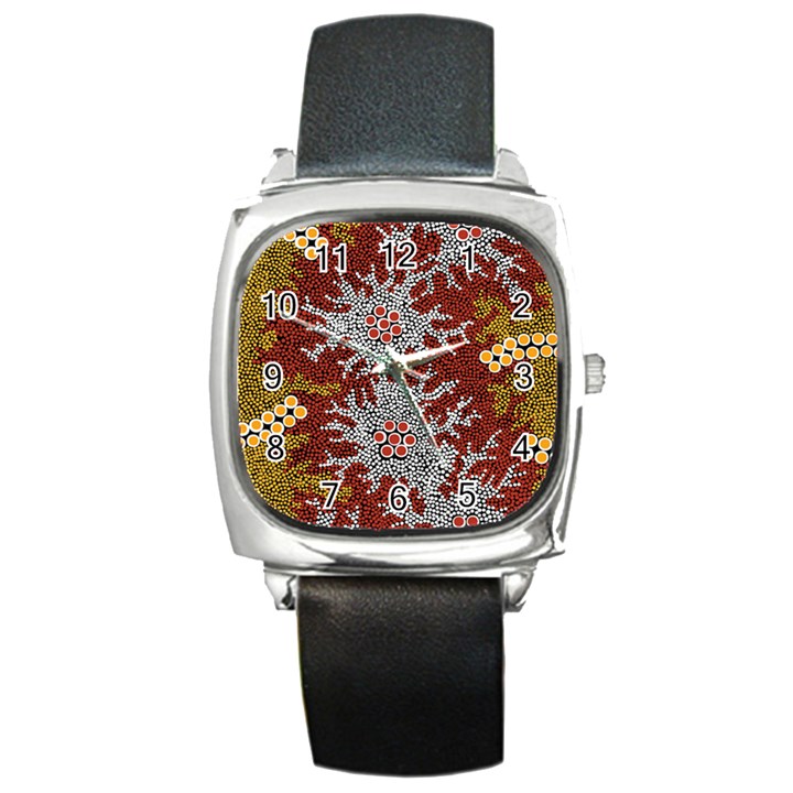 Aboriginal Art – Riverside Dreaming Square Metal Watch