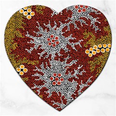 Aboriginal Art – Riverside Dreaming Jigsaw Puzzle (heart) by hogartharts