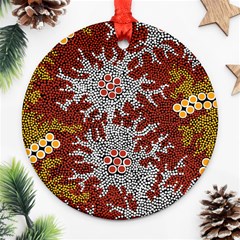 Aboriginal Art – Riverside Dreaming Round Ornament (two Sides) by hogartharts