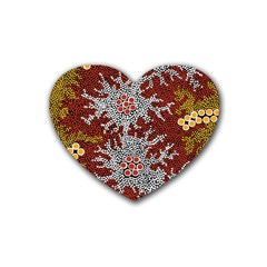 Aboriginal Art – Riverside Dreaming Heart Coaster (4 Pack)  by hogartharts