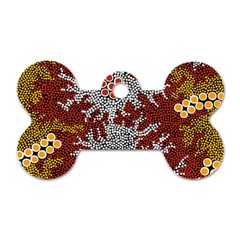 Aboriginal Art – Riverside Dreaming Dog Tag Bone (two Sides) by hogartharts